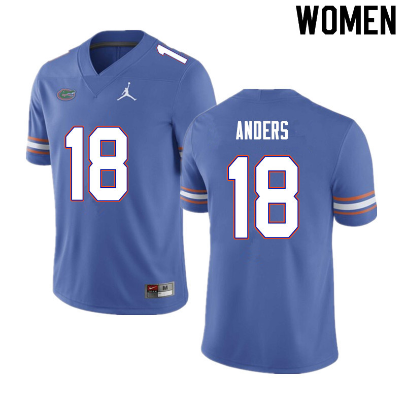 Women #18 Jack Anders Florida Gators College Football Jerseys Sale-Blue - Click Image to Close